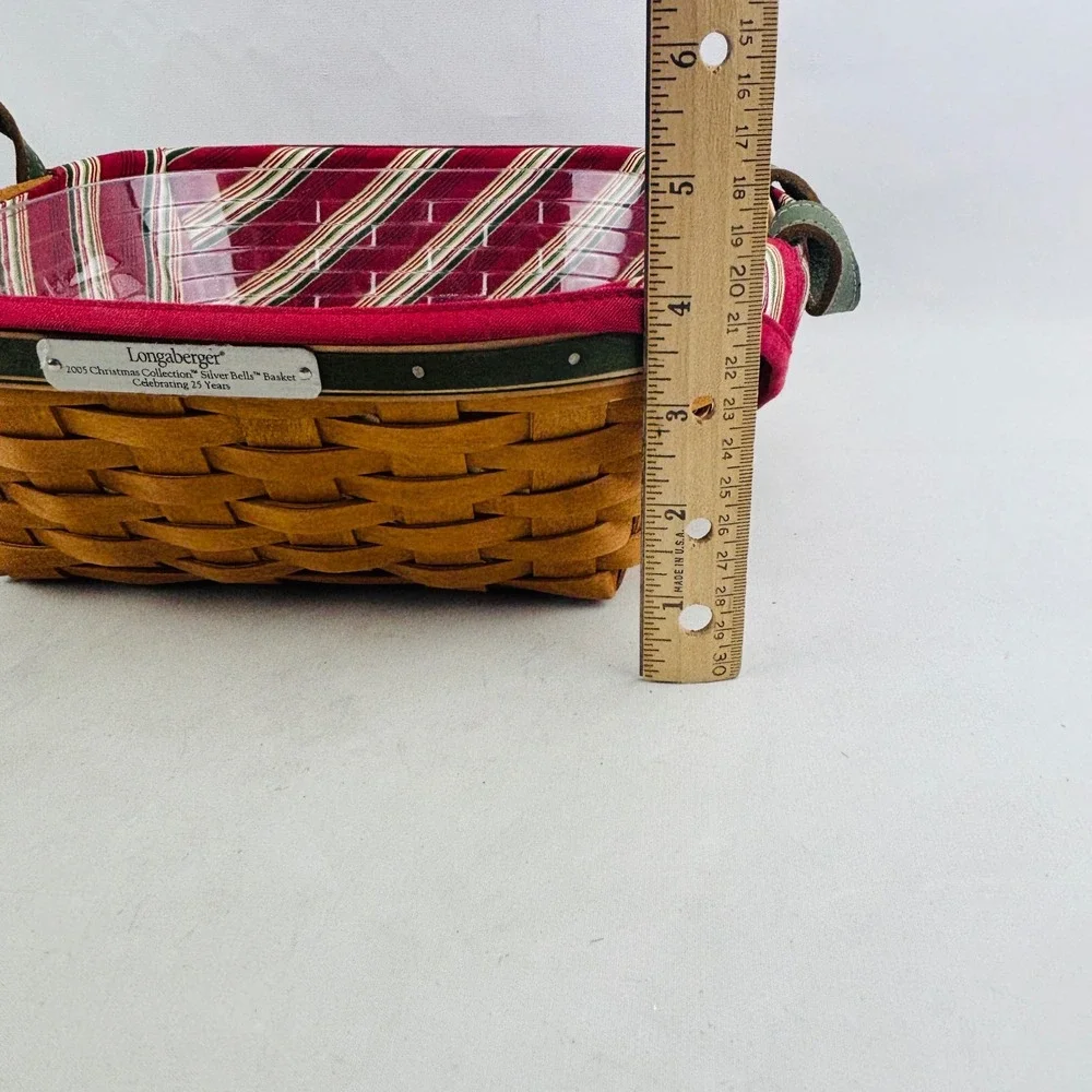 Longaberger 2005 Christmas Collection Silver Bells Basket Stripe Liner Protector